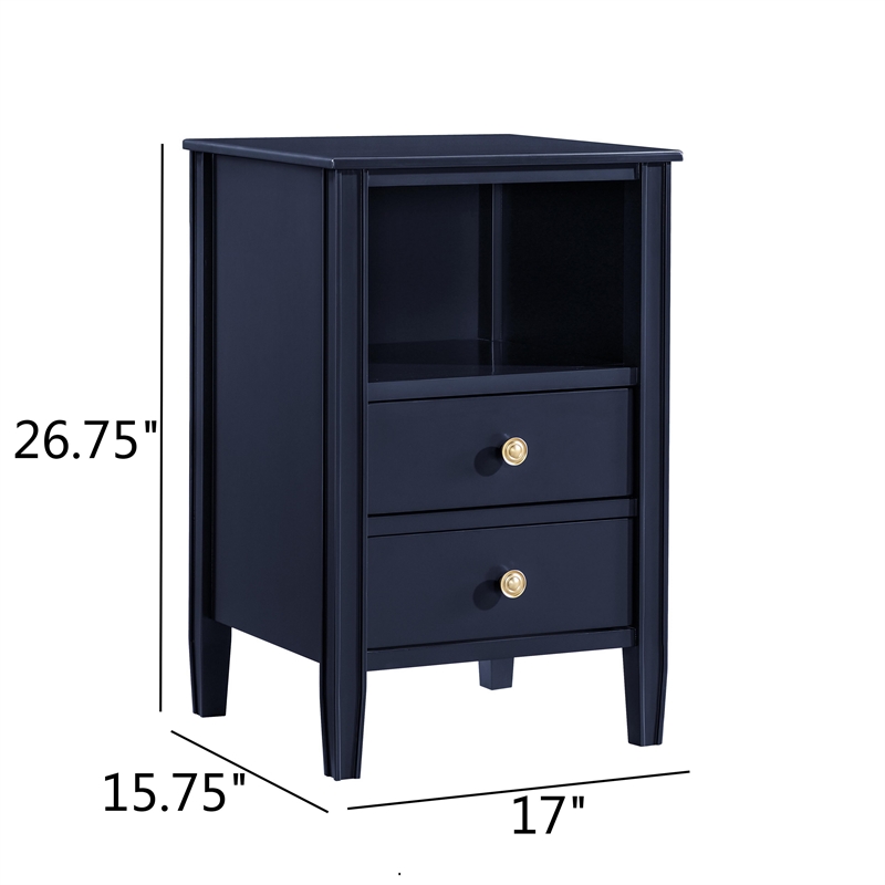 Pemberly Row 2-drawer Midnight Blue Painted Storage Nightstand