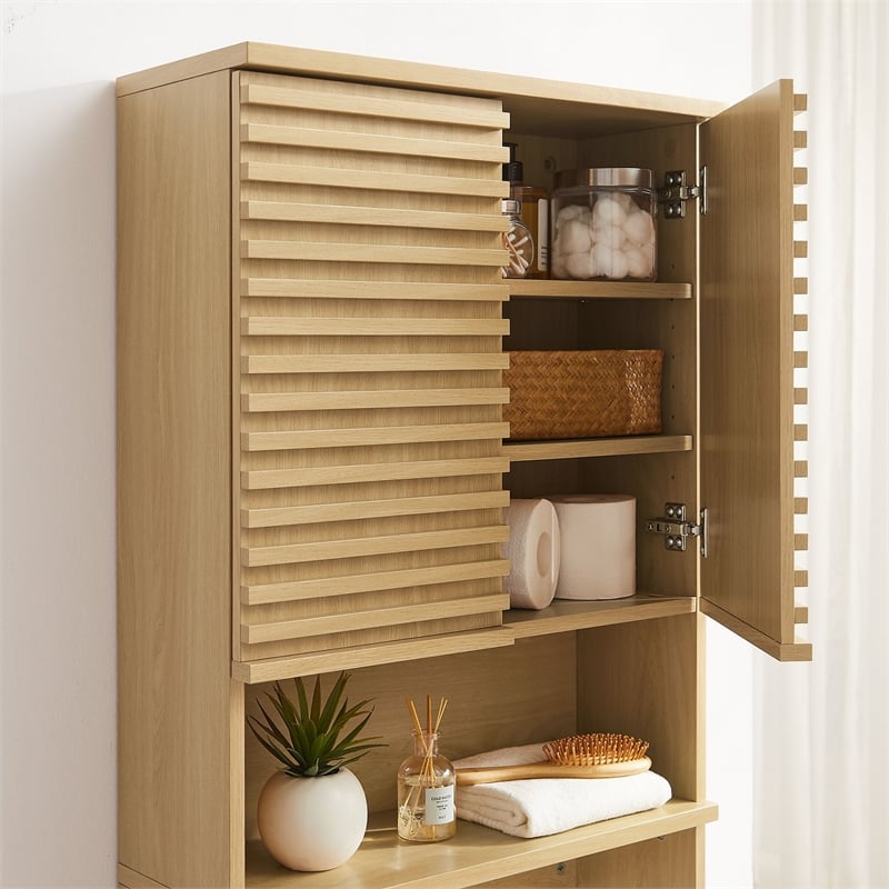 Pemberly Row Over the Toilet Bathroom Storage Cabinet in Oak