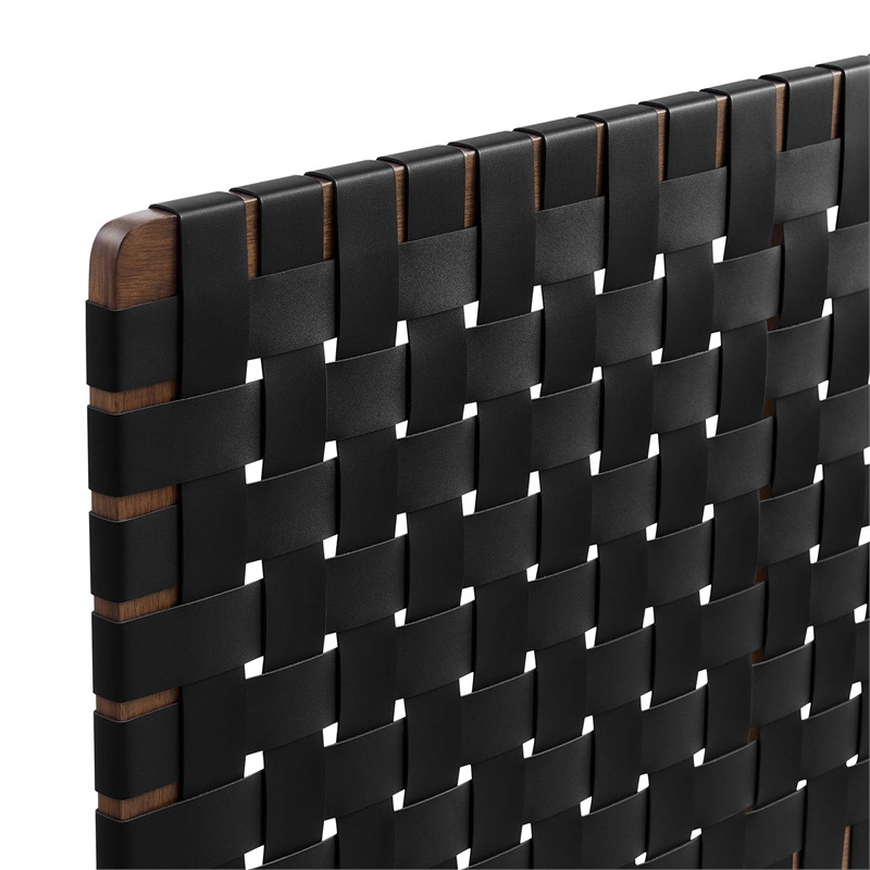 Pemberly Row Weave Vegan Leather Queen Headboard in Walnut Black