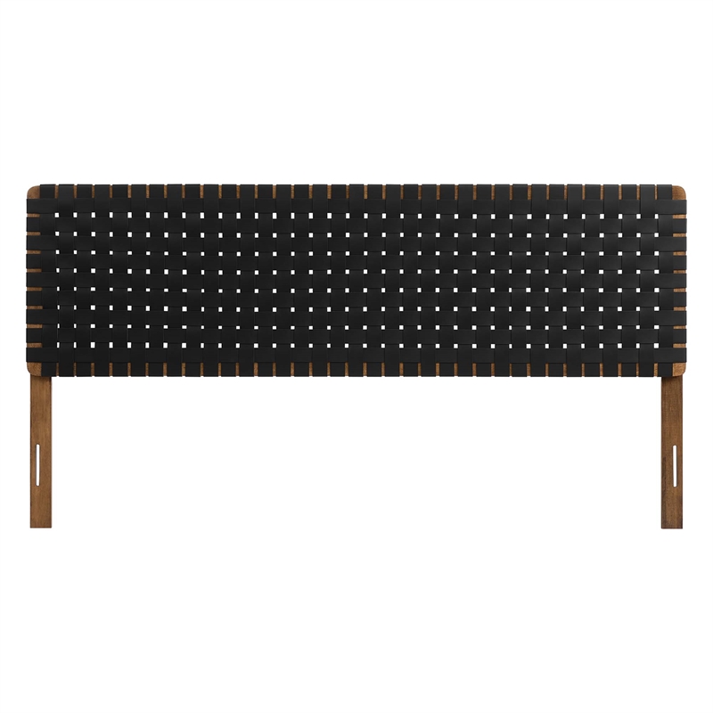 Pemberly Row Weave Vegan Leather King Headboard in Walnut Black
