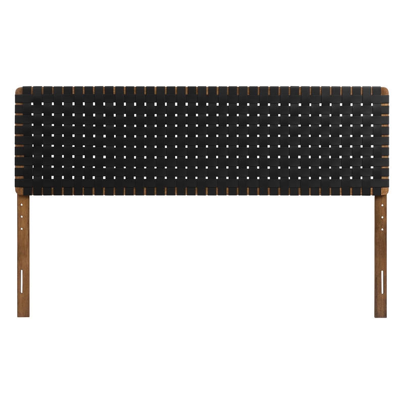 Pemberly Row Weave Vegan Leather King Headboard in Walnut Black