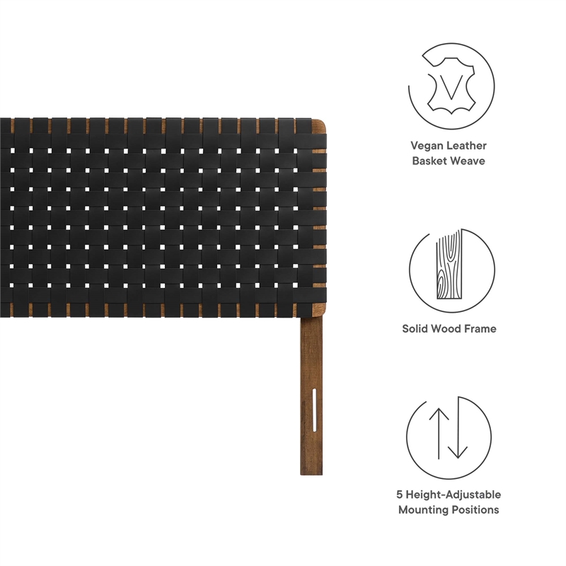 Pemberly Row Weave Vegan Leather King Headboard in Walnut Black