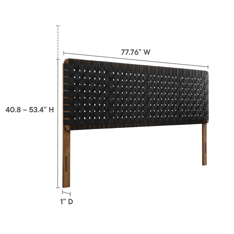Pemberly Row Weave Vegan Leather King Headboard in Walnut Black