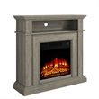 Pemberly Row 36-Inch Electric Fireplace with Mantel & Wood Finish - Wood Brown