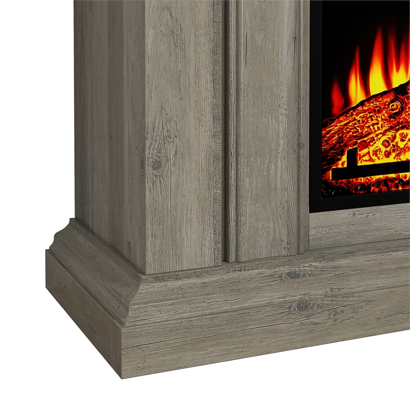 Pemberly Row 36-Inch Electric Fireplace with Mantel & Wood Finish - Wood Brown