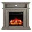 Pemberly Row 36-Inch Electric Fireplace with Mantel & Wood Finish - Wood Brown