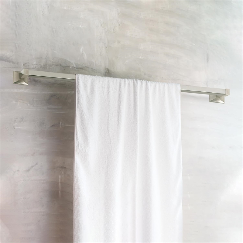 Pemberly Row Traditional Metal Towel Bar in Satin Nickel 30-in.
