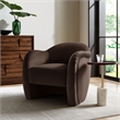 Pemberly Row Contemporary Wood Accent Chair in Chocolate Brown