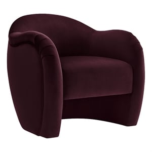 Pemberly Row Contemporary Wood Accent Chair in Mulberry Finish