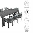 Pemberly Row Contemporary Aluminum Dining Set in Gray Finish