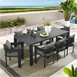 Pemberly Row Contemporary Aluminum Dining Set in Gray Finish