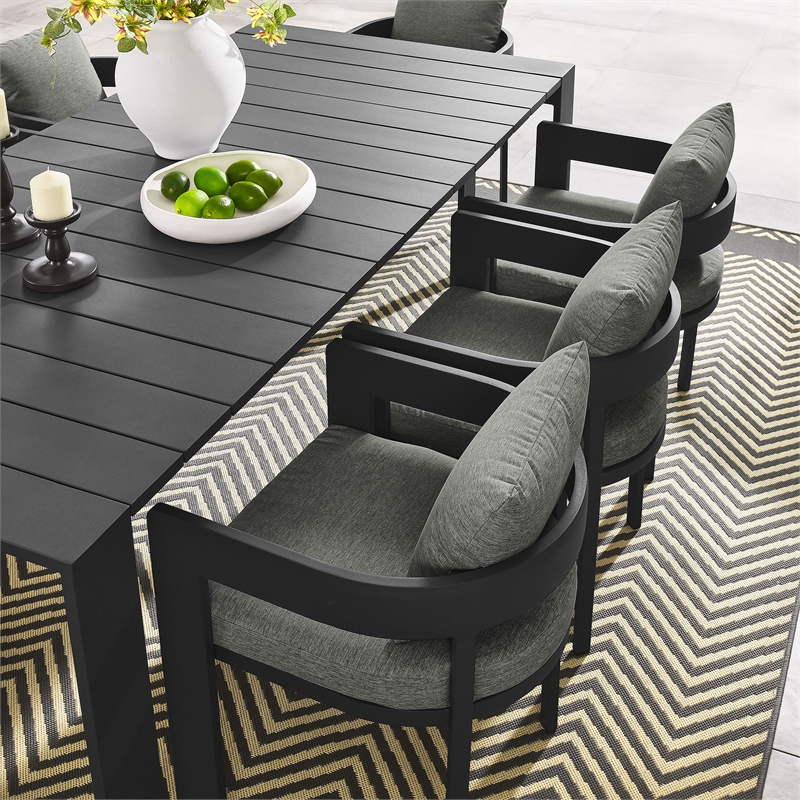 Pemberly Row Contemporary Aluminum Dining Set in Gray Finish