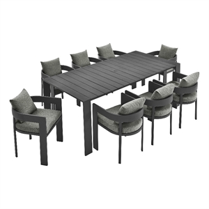 Pemberly Row Contemporary Aluminum Dining Set in Gray Finish