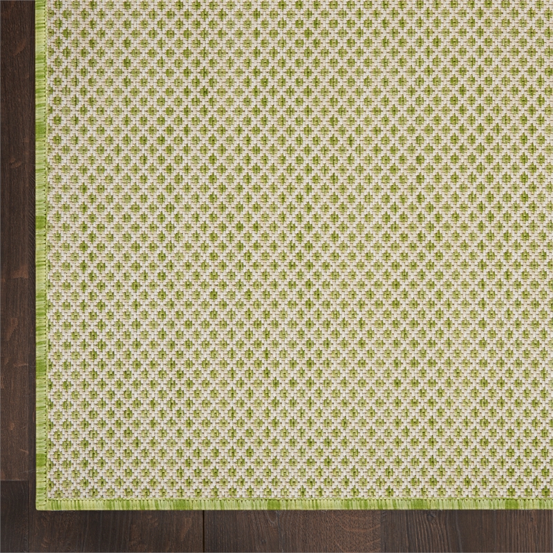Pemberly Row Courtyard 6' Runner Ivory Green Fabric Area Rug