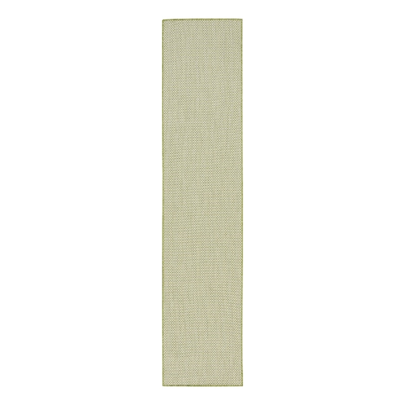 Pemberly Row Courtyard 6' Runner Ivory Green Fabric Area Rug