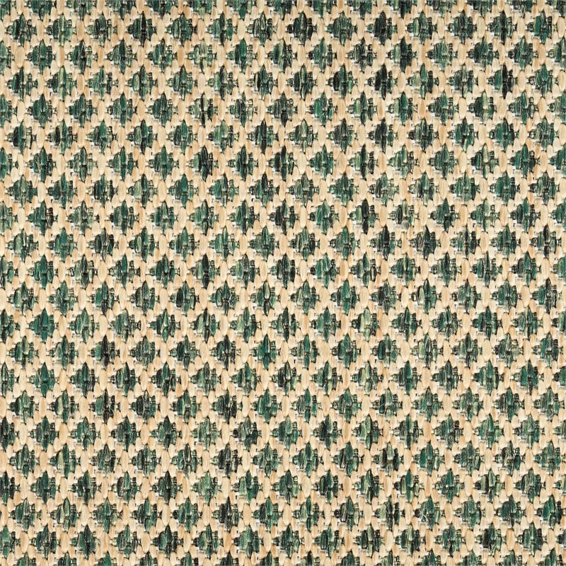 Pemberly Row Contemporary Courtyard 4' x 6' Green Fabric Area Rug