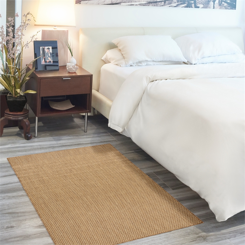 Pemberly Row Contemporary Courtyard 2' x 3' Jute Fabric Area Rug
