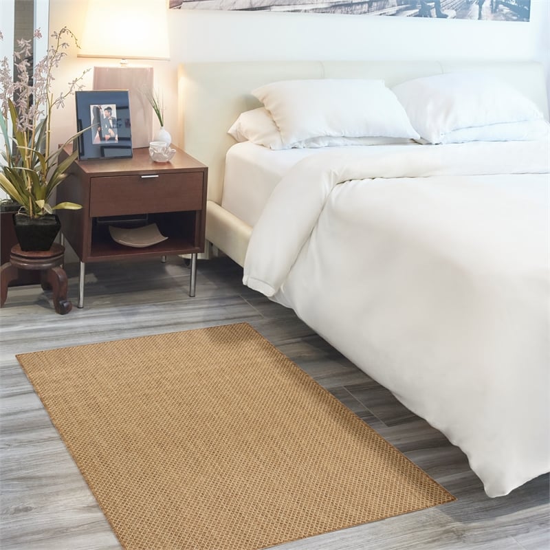 Pemberly Row Contemporary Courtyard 3' x 5' Jute Fabric Area Rug