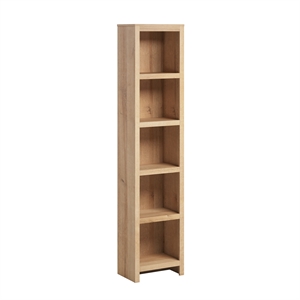 Pemberly Row 80&quot Tall 5-Tier Narrow Bookcase in Natural Oak Modern Storage