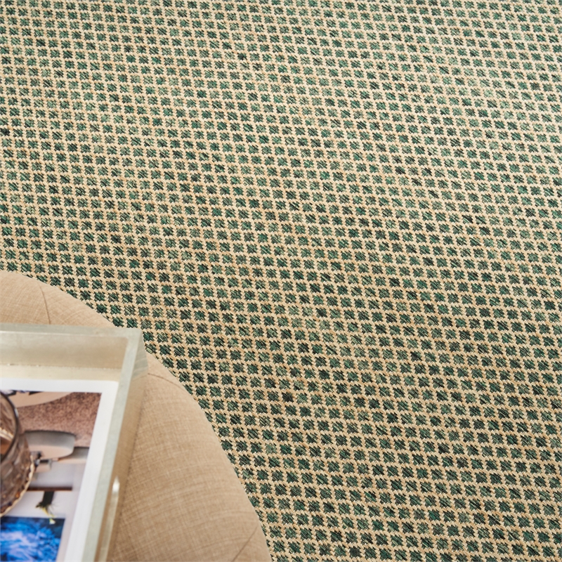 Pemberly Row Contemporary 8' x 10' Green Fabric Geometric Area Rug