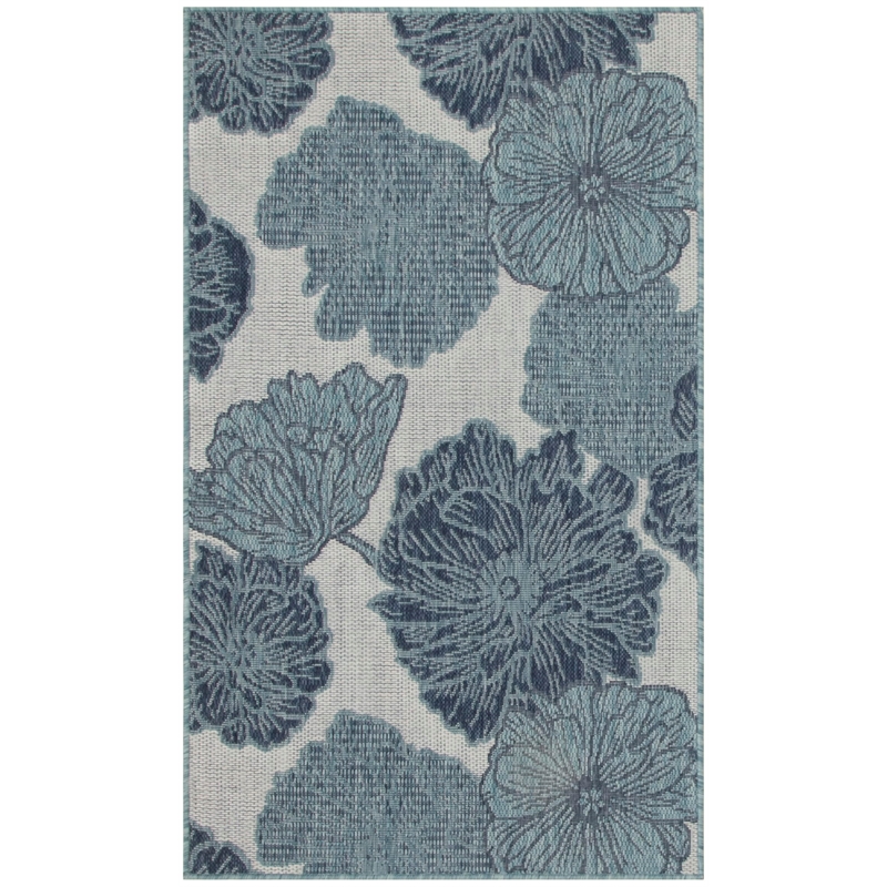 Pemberly Row Contemporary 2' x 4' Blue Polypropylene Area Rug