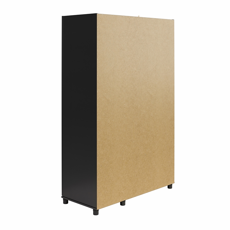 Pemberly Row 3 Door Wardrobe with Hanging Rod and Adjustable Shelving in Black