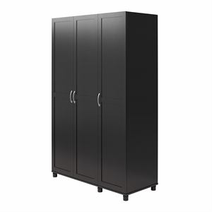 Pemberly Row 3 Door Wardrobe with Hanging Rod and Adjustable Shelving in Black