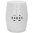 Pemberly Row Contemporary Ceramic Garden Stool in White Finish