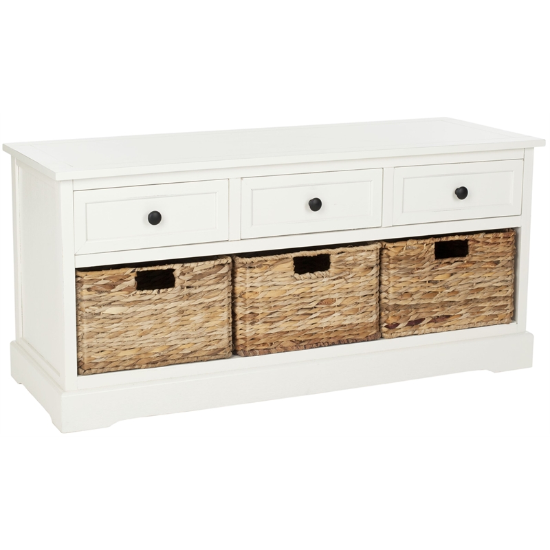 Pemberly Row Engineered Wood Contemporary 3 Drawer Storage Unit in Cream