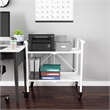 Pemberly Row Transitional Smartfold Folding Serving Bar Cart in White