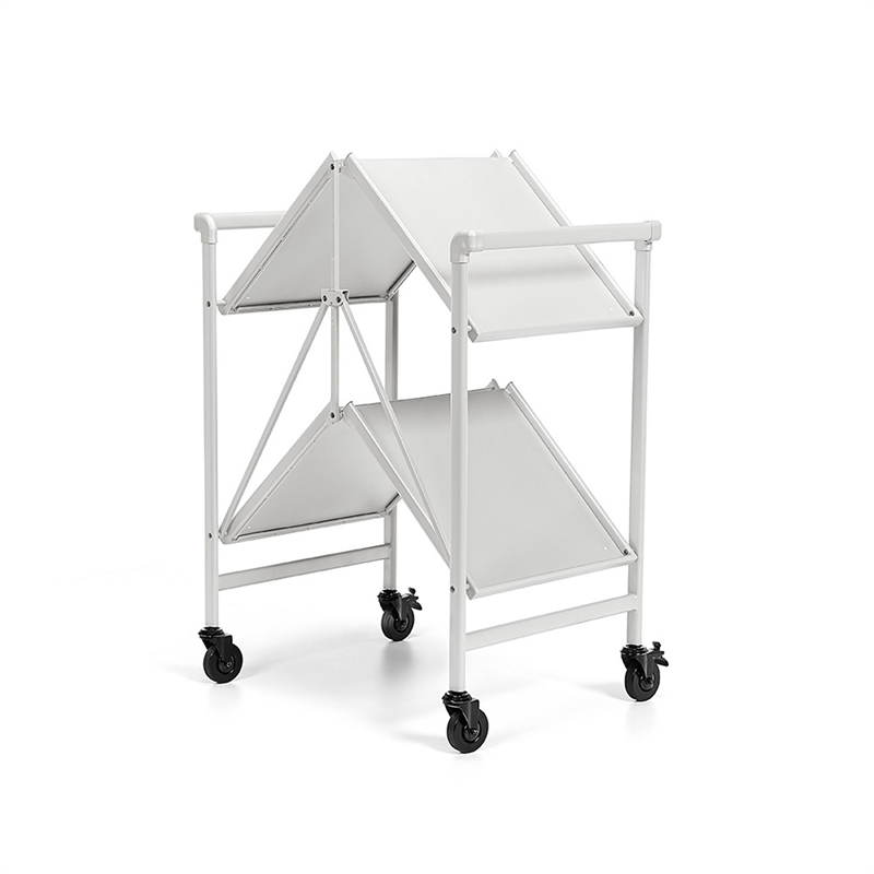 Pemberly Row Transitional Smartfold Folding Serving Bar Cart in White