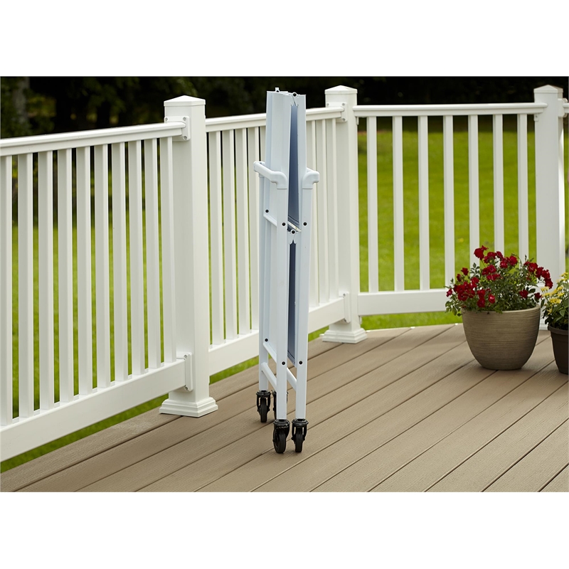 Pemberly Row Transitional Smartfold Folding Serving Bar Cart in White