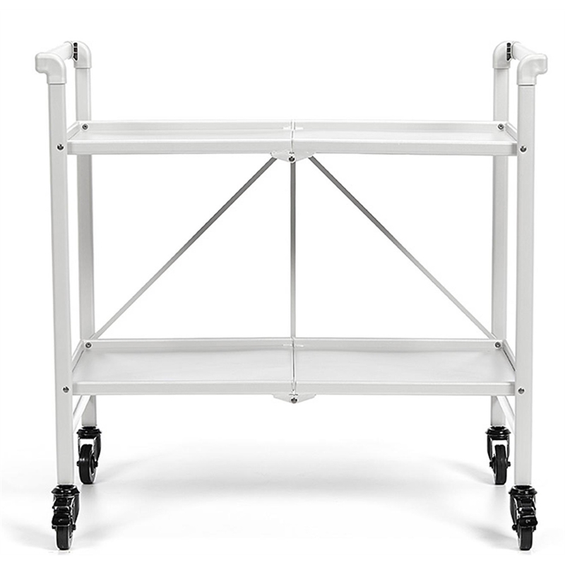 Pemberly Row Transitional Smartfold Folding Serving Bar Cart in White