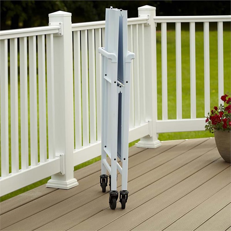 Pemberly Row Transitional Smartfold Folding Serving Bar Cart in White