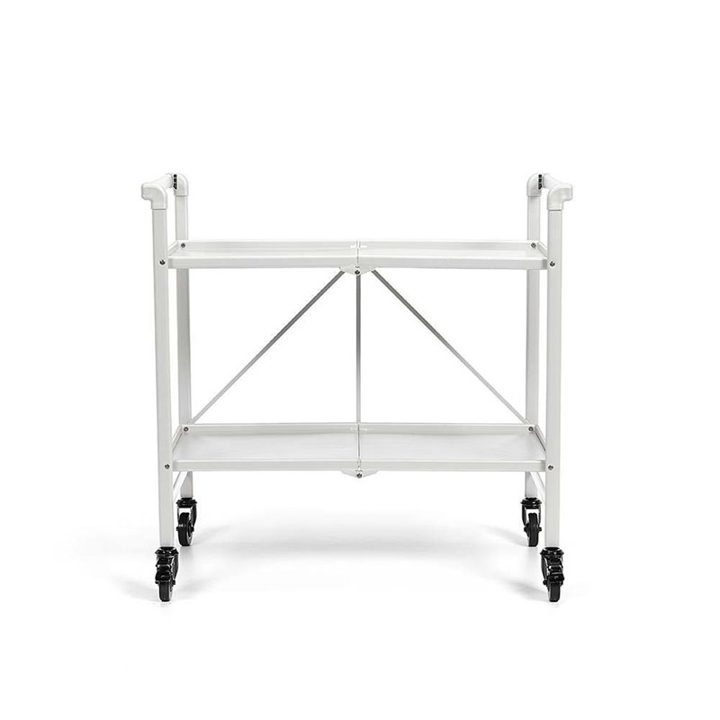 Pemberly Row Transitional Smartfold Folding Serving Bar Cart in White