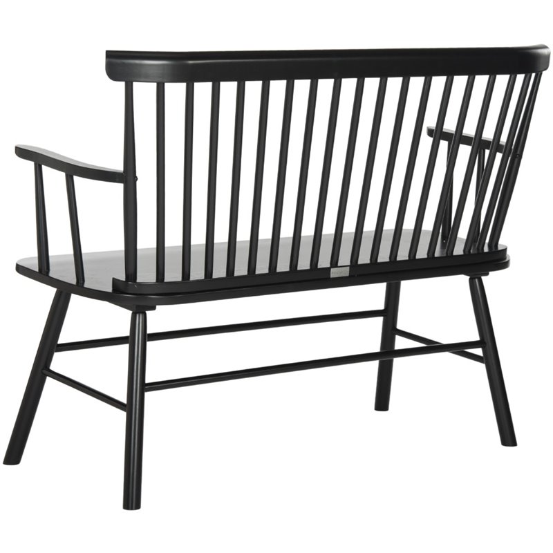 Pemberly Row Contemporary Wood Spindle Settee in Black Finish