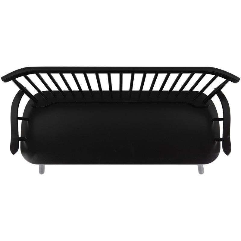 Pemberly Row Contemporary Wood Spindle Settee in Black Finish