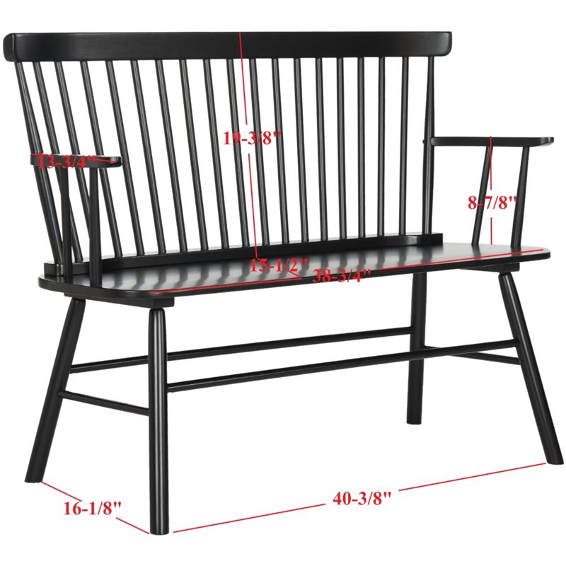 Pemberly Row Contemporary Wood Spindle Settee in Black Finish