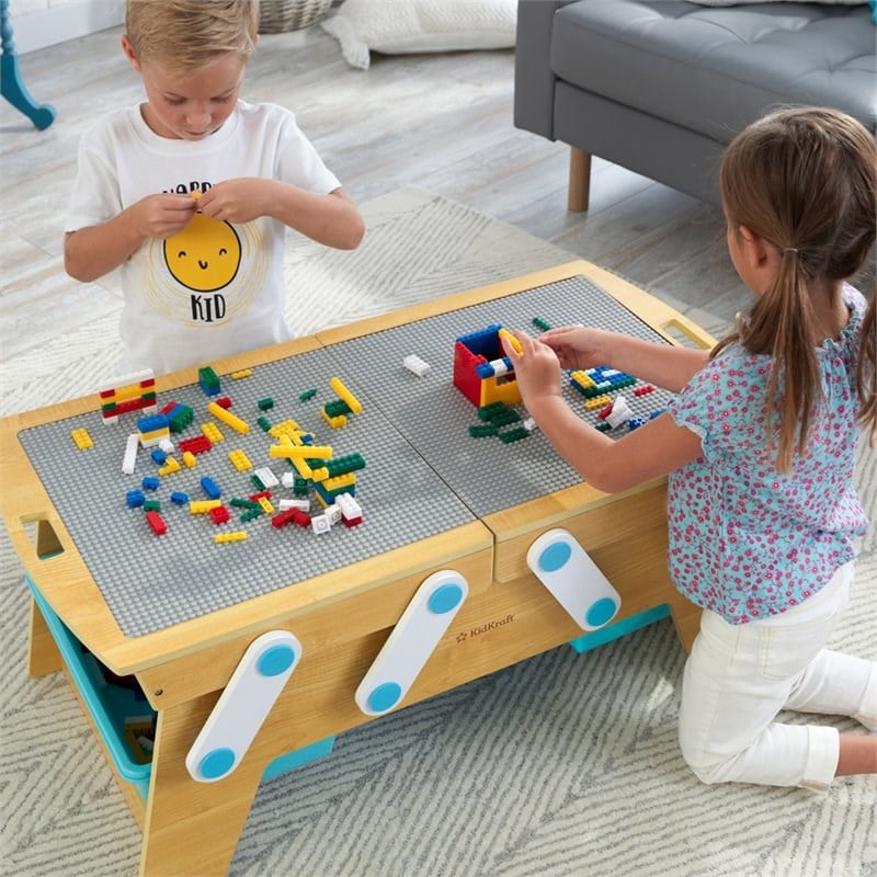 Pemberly Row Building Bricks Play N Store Activity Table in Natural