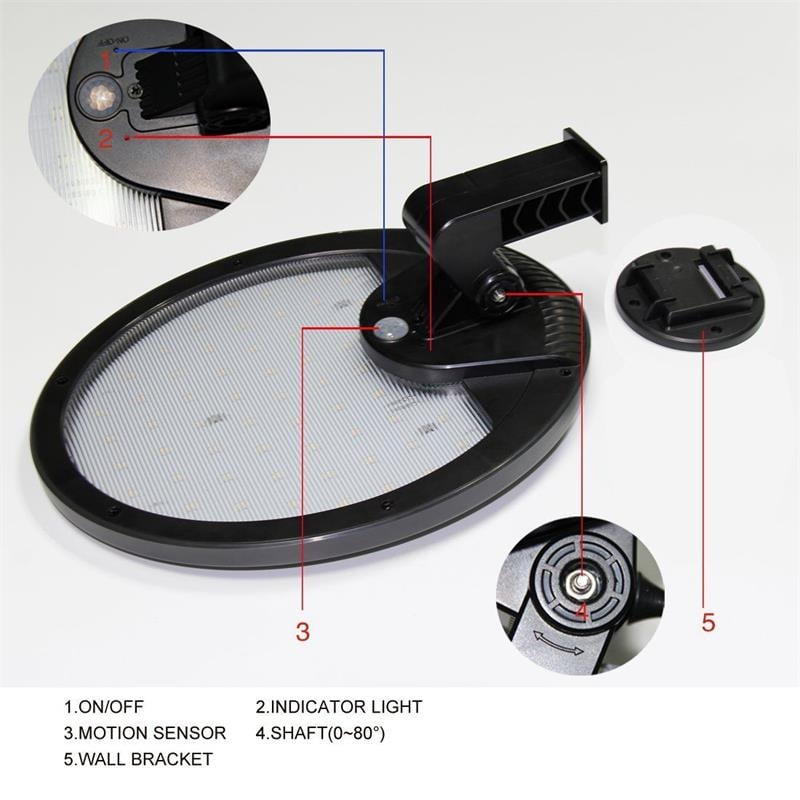 Pemberly Row Motion Activated Outdoor LED Solar Security Floodlight in Black