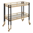 Pemberly Row Contemporary Iron Metal and Glass Bar Cart in Black/Gold