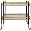 Pemberly Row Contemporary Iron Metal and Glass Bar Cart in Black/Gold