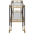 Pemberly Row Contemporary Iron Metal and Glass Bar Cart in Black/Gold