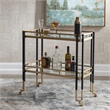Pemberly Row Contemporary Iron Metal and Glass Bar Cart in Black/Gold