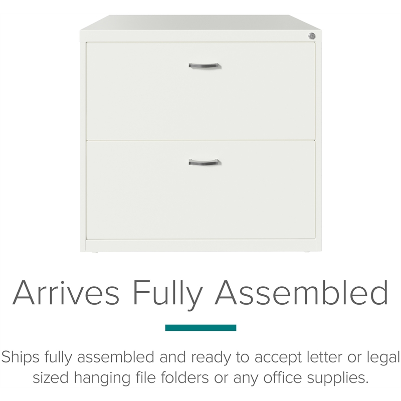 Pemberly Row Home Office Lateral Metal Filing Cabinet 30 in. Wide 2 Drawer White