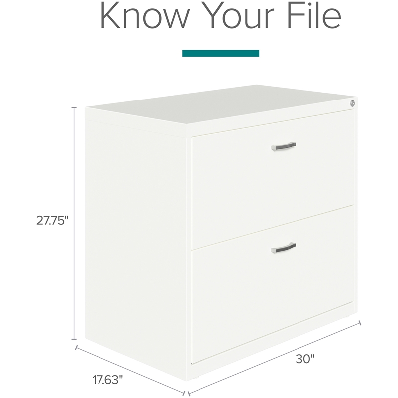 Pemberly Row Home Office Lateral Metal Filing Cabinet 30 in. Wide 2 Drawer White