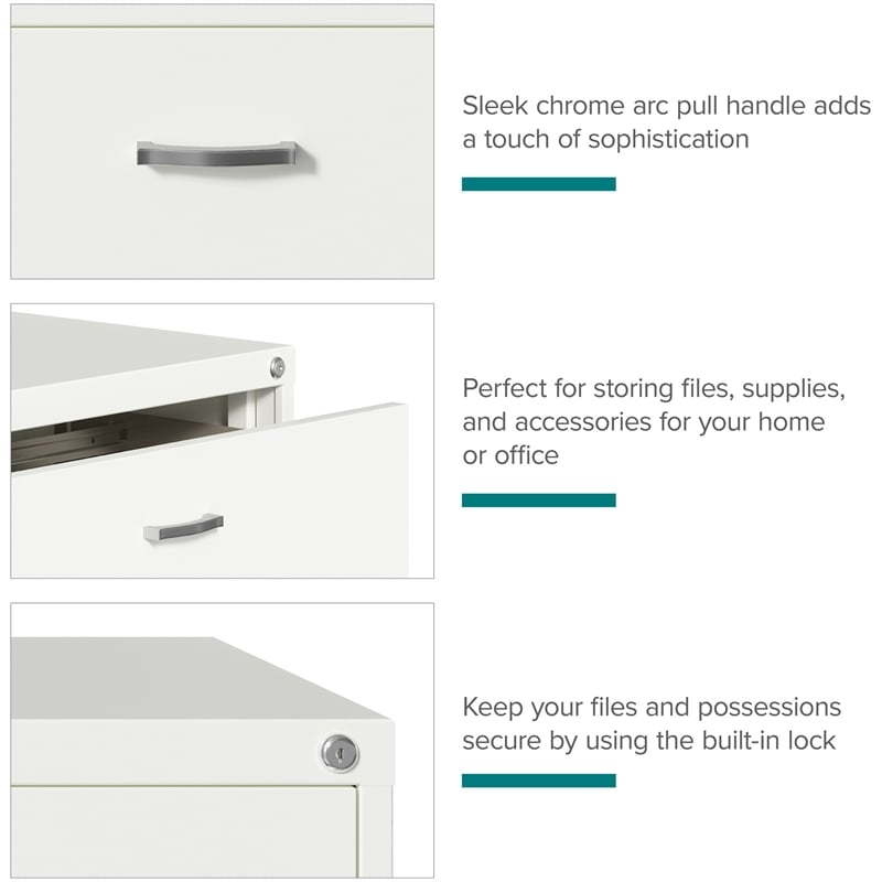 Pemberly Row Home Office Lateral Metal Filing Cabinet 30 in. Wide 2 Drawer White
