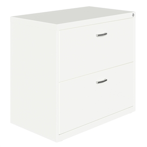 Pemberly Row Home Office Lateral Metal Filing Cabinet 30 in. Wide 2 Drawer White