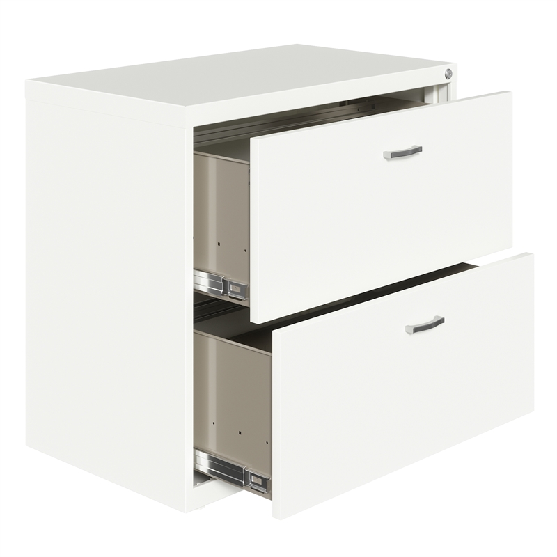 Pemberly Row Home Office Lateral Metal Filing Cabinet 30 in. Wide 2 Drawer White