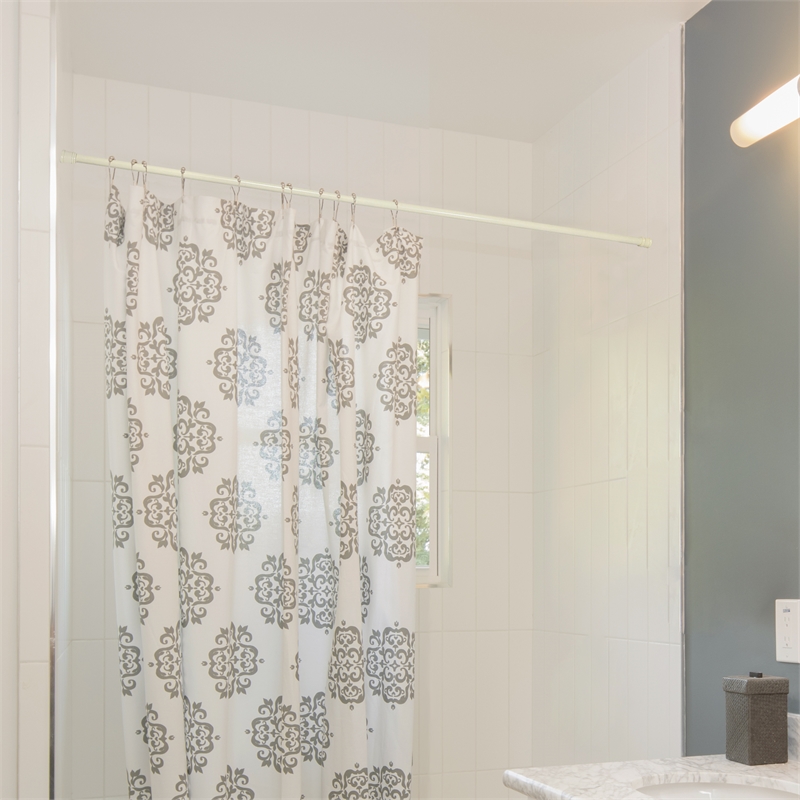 Pemberly Row Classic Adjustable 36-inch to 63-inch Shower Rod in Bone